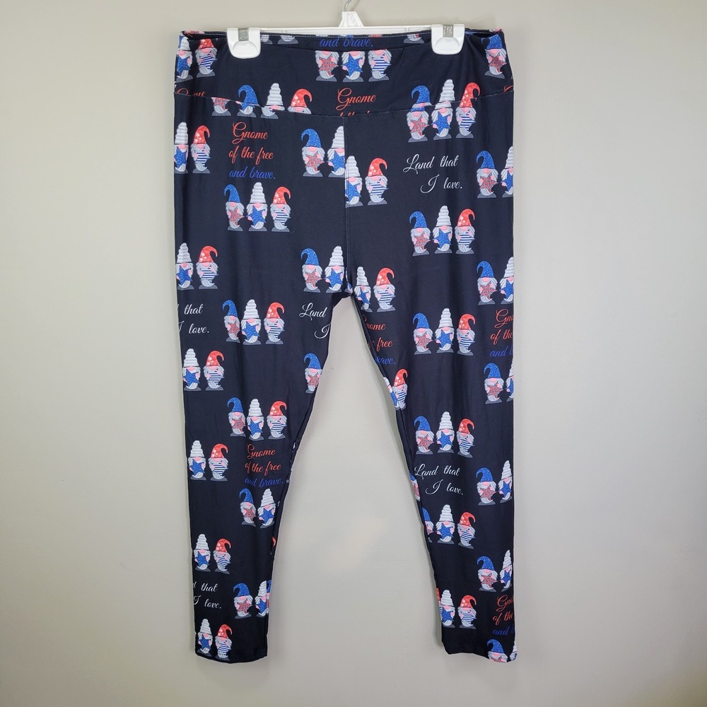 P&S Designs Gnome Sweet Gnome Wide Waistband Ankle Leggings‎ Tall And Curvy  Fit